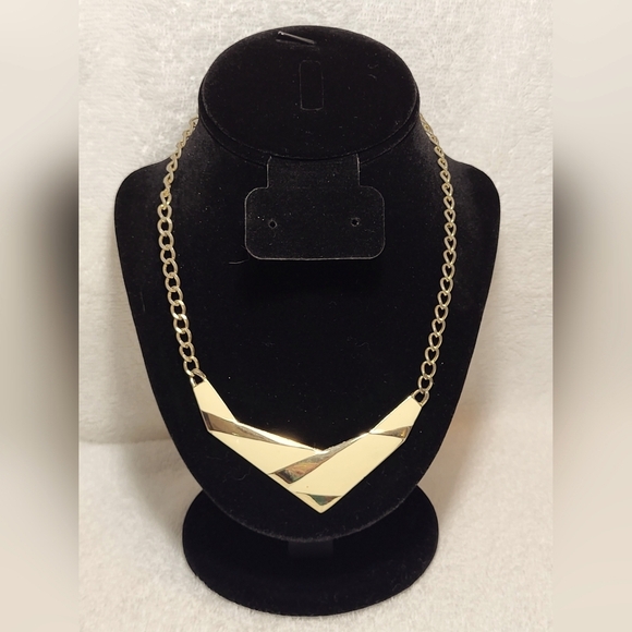VINTAGE Gold and Ivory Geometric Necklace - Picture 1 of 3